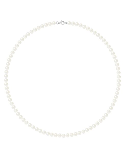 Zilveren halsketting met natuurlijke witte zoetwaterparels