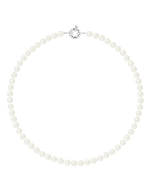 Zilveren halsketting met natuurlijke witte zoetwaterparels