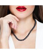 Collier Or Blanc Rang Perles d'Eau Douce noires