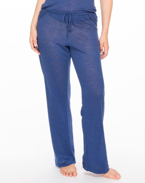 Pantalon 100% Lin Sarah bleu