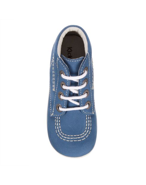 Botines Billy de piel aterciopelada azul/blanco