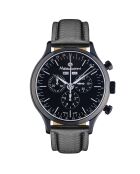 Montre Homme en Cuir Tournante noire