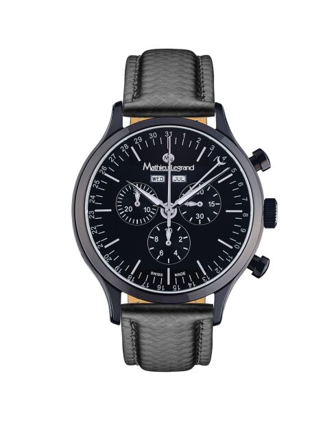 Montre Homme en Cuir Tournante noire