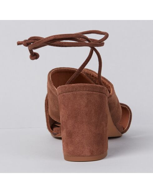 Mules en Velours de Cuir Ada muscade - Talon 6 cm