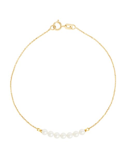 Bracelet Or Jaune Perles d'Eau Douce blanc naturel nacré