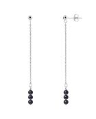 Boucles d'oreilles Or Blanc Perles d'Eau Douce noires