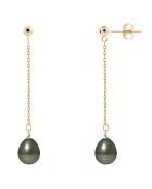Boucles d'oreilles Or Jaune Perles d'Eau Douce noires
