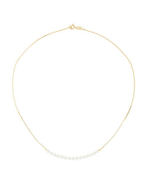 Collier Or Jaune Perles d'Eau Douce blanc naturel nacré