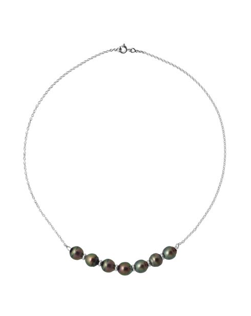 Collier Or Blanc Perles de Tahiti noires