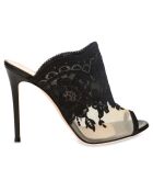 Mules en Dentelle Giada noires - Talon 10.5 cm