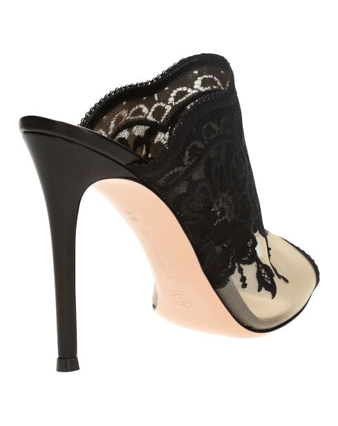 Mules en Dentelle Giada noires - Talon 10.5 cm