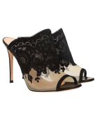 Mules en Dentelle Giada noires - Talon 10.5 cm