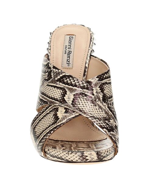 Mules en Cuir python - Talon 11.5 cm