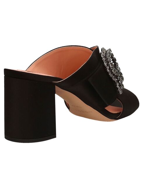 Mules en Satin noires - Talon 7 cm