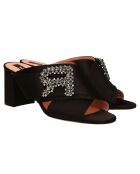 Mules en Satin noires - Talon 7 cm