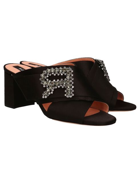Mules en Satin noires - Talon 7 cm