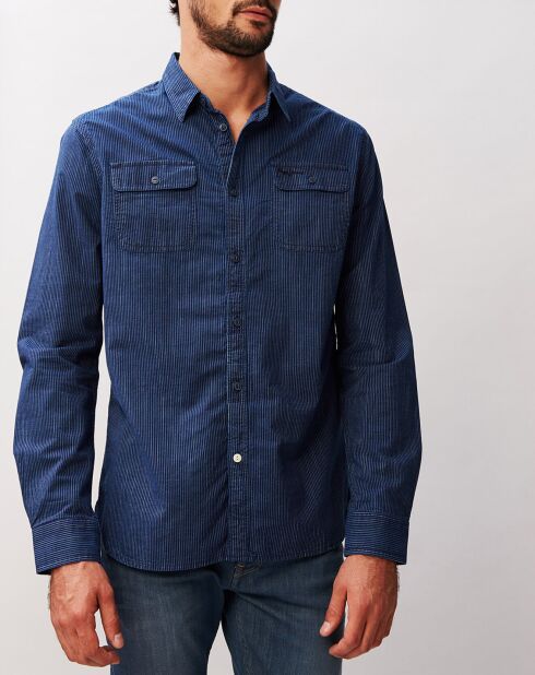 Chemise droite rayée bleu marine