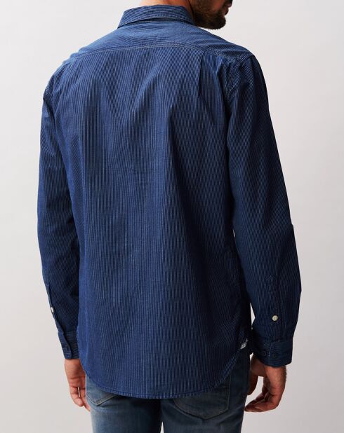 Chemise droite rayée bleu marine