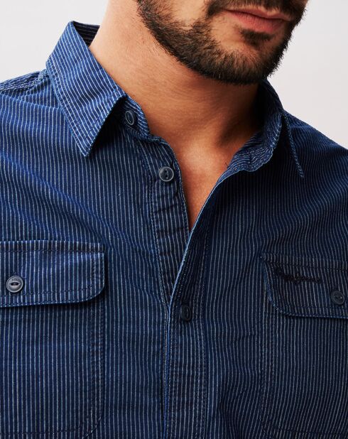Chemise droite rayée bleu marine