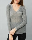 Fiona graues Top aus Wolle und Seide