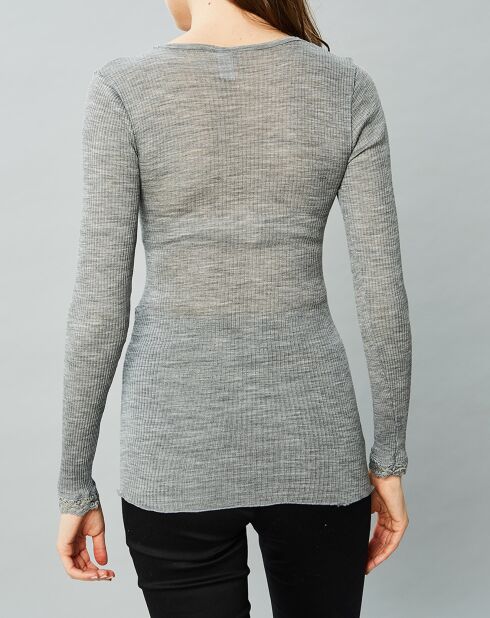 Fiona graues Top aus Wolle und Seide