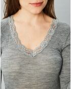 Fiona graues Top aus Wolle und Seide