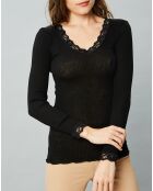 Top negro de lana y seda Fiona