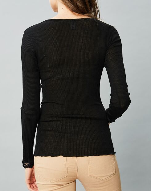 Top Fiona en Laine & Soie noir