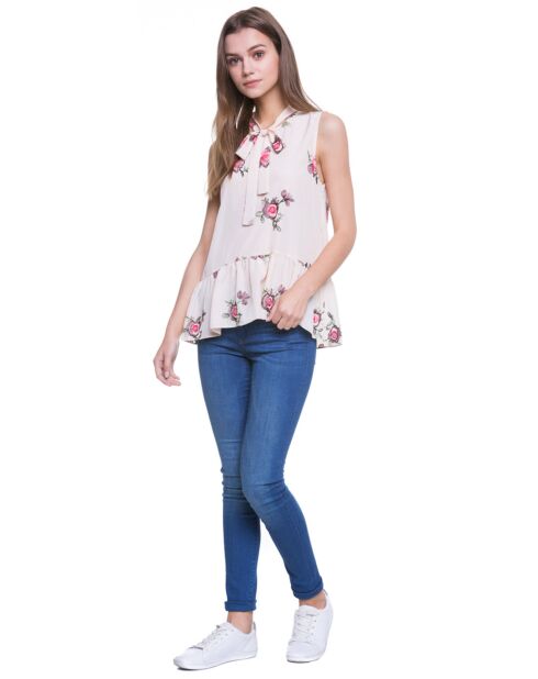 Top fleuri rose/nude