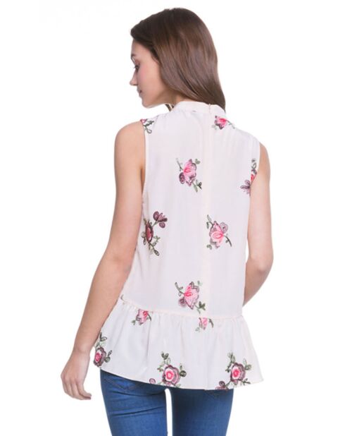 Top fleuri rose/nude