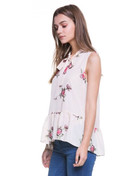 Top fleuri rose/nude