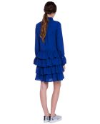 Robe volantée lavallière saphir
