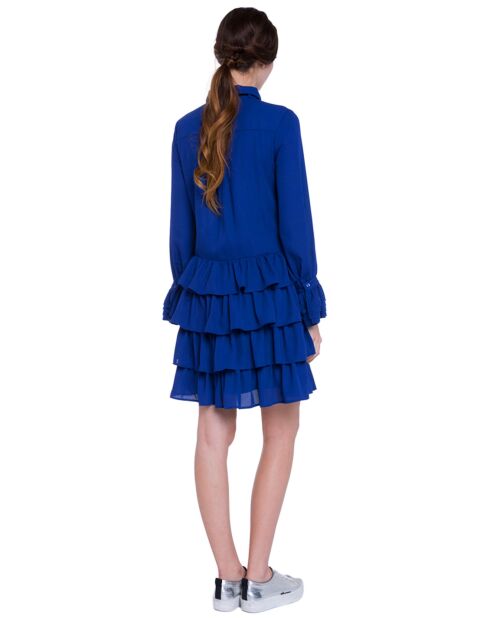 Robe volantée lavallière saphir