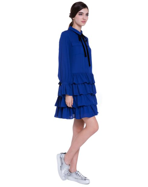 Robe volantée lavallière saphir