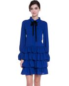 Robe volantée lavallière saphir
