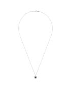 Collier Bouclier Diamants 0.07 ct & Saphirs 0.18 ct or blanc