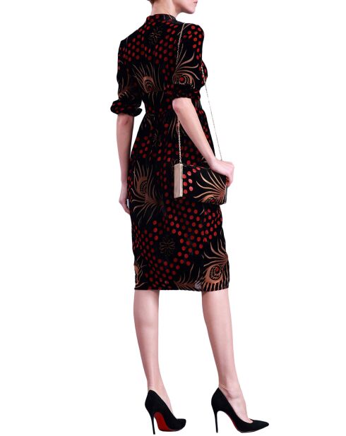 Robe à pois et fleurie lavallière noir/multicolore