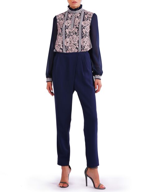 Pantalon droit plissé bleu