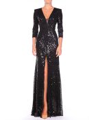 Robe longue en sequins noire