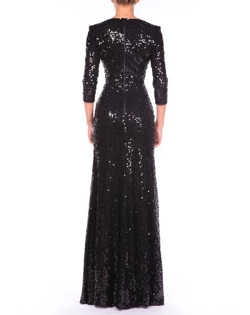 Robe longue en sequins noire
