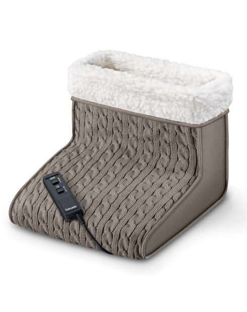 Chauffe-pieds avec massage taupe/blanc