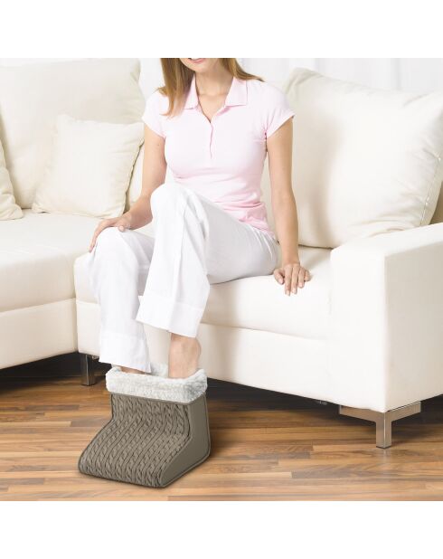Chauffe-pieds avec massage taupe/blanc