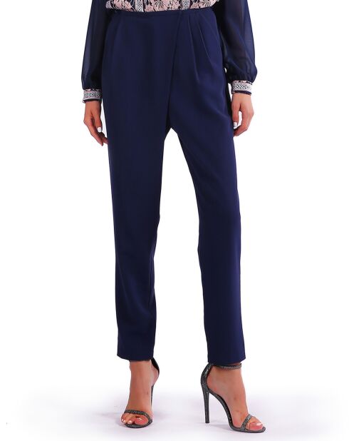 Pantalon droit plissé bleu