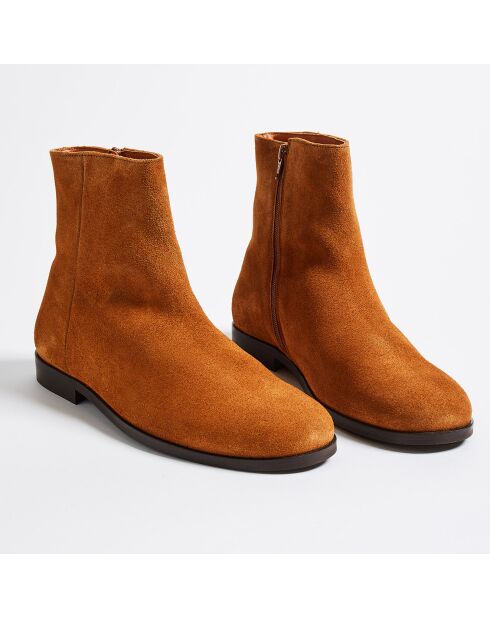 Bottines Gaspard en Velours de Cuir noisettes