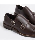 Monks Guillaume  en Cuir lisse marron foncé