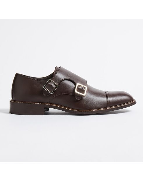 Monks Guillaume  en Cuir lisse marron foncé