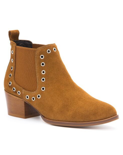 Chelsea Boots en Velours de Cuir Vilma camel