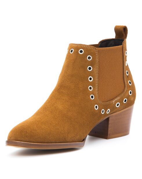 Chelsea Boots en Velours de Cuir Vilma camel