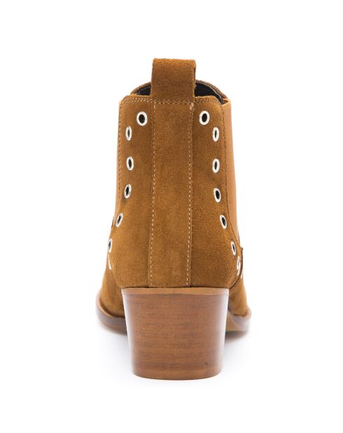 Chelsea Boots en Velours de Cuir Vilma camel