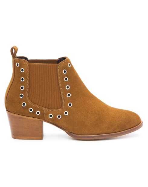 Chelsea Boots en Velours de Cuir Vilma camel